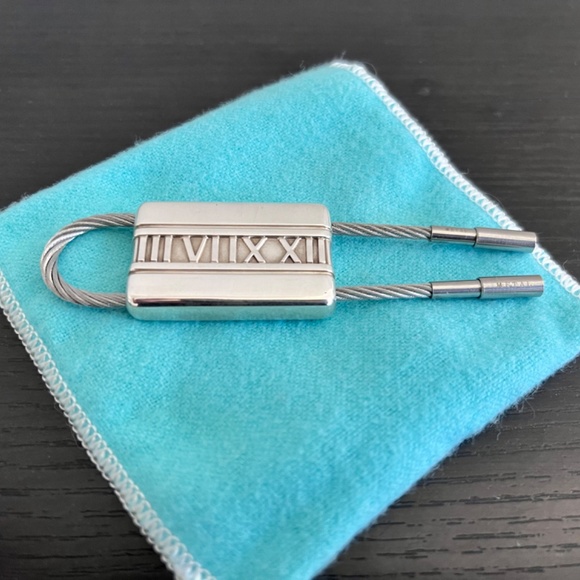 New Tiffany Co. Atlas 2004 Sterling Silver .925 Cable Key Chain Ring Fob - Picture 4 of 9